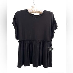 PIXIE LANE Girls Ruffle Sleeve Peplum Top - Black - Size 9/10